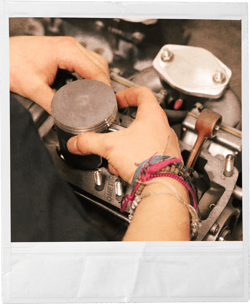 Off-Warranty Motorcycle Parts in Edmonton being installed by Twisting Steel.