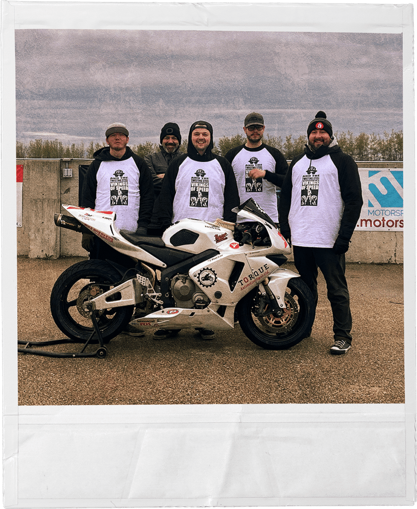 Twisting Steel Edmonton Motorcycle Repair EMRA Team Photo Polaroid